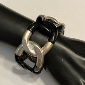 Vintage Black and Silver Link Bracelet